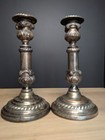 Antique Georgian Silver Old Sheffield Plate Telescoping Tall Candlesticks