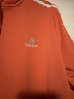 Adidas Essentials Orange white 3-stripes Fleece Pullover Hoodie Women S
