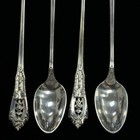 Set Of 4 Wallace 925 Sterling Silver Rose Point Iced Tea Spoons  7 5     106 9g