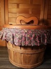 Wooden Half Bushel Lined Sewing Basket Heart Shaped Handle Arkansas