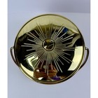 Vintage Mcm Ice Bucket Faux Alligator Gold Sunburst Lid With Brass Tongs Japan