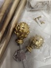 Gold Curtain Rod 28-48  Adjustable Metal Window Treatment Single Rod With Finial