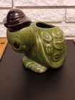 Vtg Haegar Anthromorchic Green Turtle Wearing Brown Hat Planter