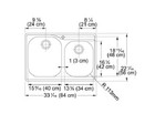 Franke Rgx620 Double Bowl Stainless Steel Kitchen Sink Drop-in 33  x22  