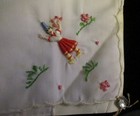 Vintage Madeira Island Portugal Embroidered Handkerchief  Metal Dangle W mark