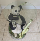 Vintage Retro Panda Coffee Table Heavy Resin Base Glass Top 70s Kitsch Decor