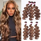 Unice Peruvian Highlights Blonde Body Wave 3 Bundles Human Hair Extensions Weave