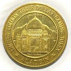 Large Aladdin Hotel   Casino Limited Edition Three Dollar Gaming Token Las Vegas