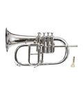 Flugel Horn  Silver Bb Flat 4 Valve With Hard Case Mouthpiece Silver Instrument
