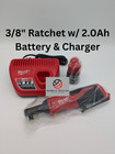 New Milwaukee M12 Cordless 3 8  Ratchet  2457-20 Kit Charger   2 0 Ah Battery