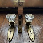 Antique Brass Door Hardware Set Glass Door Knobs Escutcheons   Mortise Lock