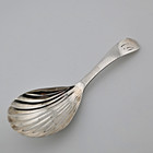 Early Rare Coin Silver Tea Caddy Spoon Shell Bowl Maker Ah Ah