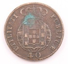 1825 Portugal 40 Reis Coin Reverse Vertigris