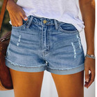 Women s Mid-high Rise Distressed Jean Shorts     Light Blue     Size S     Nwot