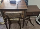 Vintage Kenmore 158 Heavy Duty Sewing Machine Set W  Storage Chair   Spool Caddy