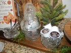 Lot Of 3 Lead Crystal Holiday Christmas Decor Items Sleigh Santa Dish Serving