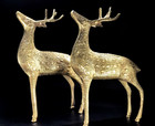 Vintage Large Brass Deer Sculptures - 11 5  Tall 7 5  Wide - Pair Majestic Bucks