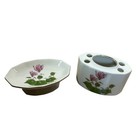 Vintage Otagiri Cyclamen Vanity Set Toothbrush makeup Brush Holder Soap Dish