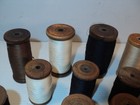 Lot Of 23 Antique Large Wooden Sewing Spools With Thread