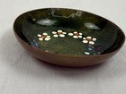 1960s Vintage Mcm Enamel On Copper Trinket Dish Bowl Floral