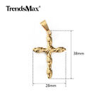 Gold Plated Stainless Steel Religious Cross Pendant Necklace Men s Chain 16-30 