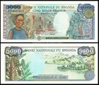 Rwanda 5 000 5000 Francs 1988 P 22 Unc Bundle Of 100 Pcs Lot
