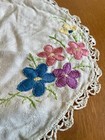 Vintage Floral Embroidered Dresser Scarf Set With Doily