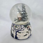 Musical Snow Globe 5 5  Blue Castle In The Sky Winter Cottage Lights Turns
