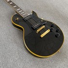 Les Paul Black Electric Guitar Yellow Binding P90 Pickup Solid Mahogany Body