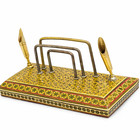 Vintage Persian Khatam Marquetry Desk Organizer Pen Holder   Jewelry Box Set