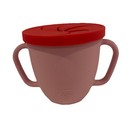 Modern Baby Toddler Silicone Snack Cup   Lid Pink Red Gingerbread    oh Snap    New