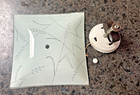    vintage 11  Square Flush Mount Light Etched Glass Wheat Floral Design Tested