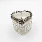 Antique Large Cut Glass Heart Box With Sterling Lid  Foster And Bailey