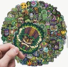 50pcs Weed Stickers Cannabis 420 Green Leaf Smoking Vinyl Decals Us Seller