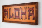 Large Hawaiian Style Aloha Sign     Vintage Graphics     Taboo Island     Framed