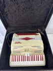 Vintage Capital De Luxe Accordion Made In Italy White And Red With Case