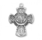 Sterling Silver Four Way Holy Spirit Cross Pendant Medal Necklace Made In Usa