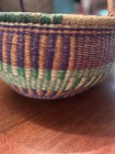 Vintage Bolga Basket Large 15    Woven Leather Handle Multi African Ghana Market