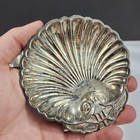 Vintage Pair Silver Plated Trinket Dish Clam Shell Trays 4   x4 5    Fair Condition