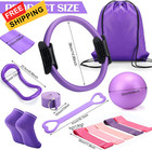 Pilates Ring Circle Set 18 Pcs Exercise Equipment Accessories For Purple 