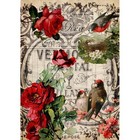 A4 Paper Decoupage Red Roses And Birds Floral Decoupage Queen Same Day Shipping
