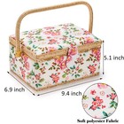Sewing Basket With Accessories  Wooden Sewing Kit Storage Box With Removable    