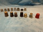     lot Of 37 Vintage Metal Wood Glass Estate Thimbles Various Unique Good Variety