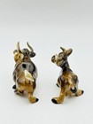 Vintage Hagen Renaker Cartoon-like Miniature Figurines Brown Bull   Cow Usa