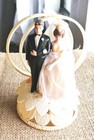 Vintage 1960s Bride   Groom Wedding Cake Topper 5 25  Wilton Wedding Rings