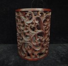 Rare Old Chinese Hand Carving Flowers Bamboo Brush Pot Pen Container