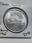 1965 Canada 1 Dollar Large Silver Coin Voyageur Cleaned