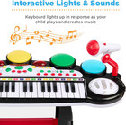 Kids 37-key Electronic Piano Keyboard With Microphone  Stool   Lights - Black