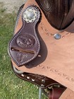 15  Jackpot  Western Barrel Saddle Tooled buckstitched Leather  Roughout Fenders