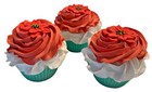 Dezicakes Fake Cupcakes  Artificial Food Christmas Poinsettia Cupcakes Set Of 3